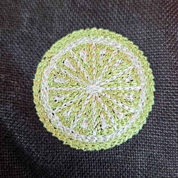 TALBOTS VINTAGE Linen Fruit Embroidered Cropped Pants Black Size 12P Lagenlook - Picture 7 of 10